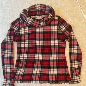 Ralph Lauren Red and Black Plaid Turtleneck Top